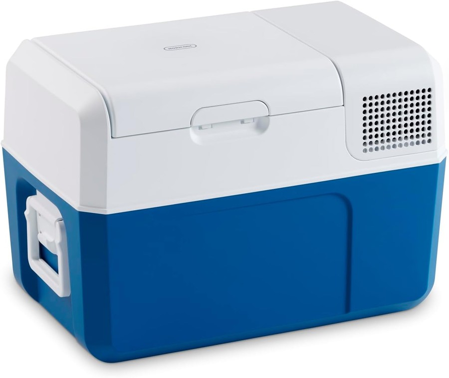 Nevera portátil Mobicool MCF40 de compresor, color azul y blanco