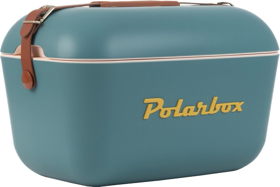 Nevera Polarbox 20L Classic color verde azulado con asa de piel